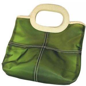 Naturalle Tote Bag Hemp & Poly Small Sz 10.5" x 12" Green and Natural Color